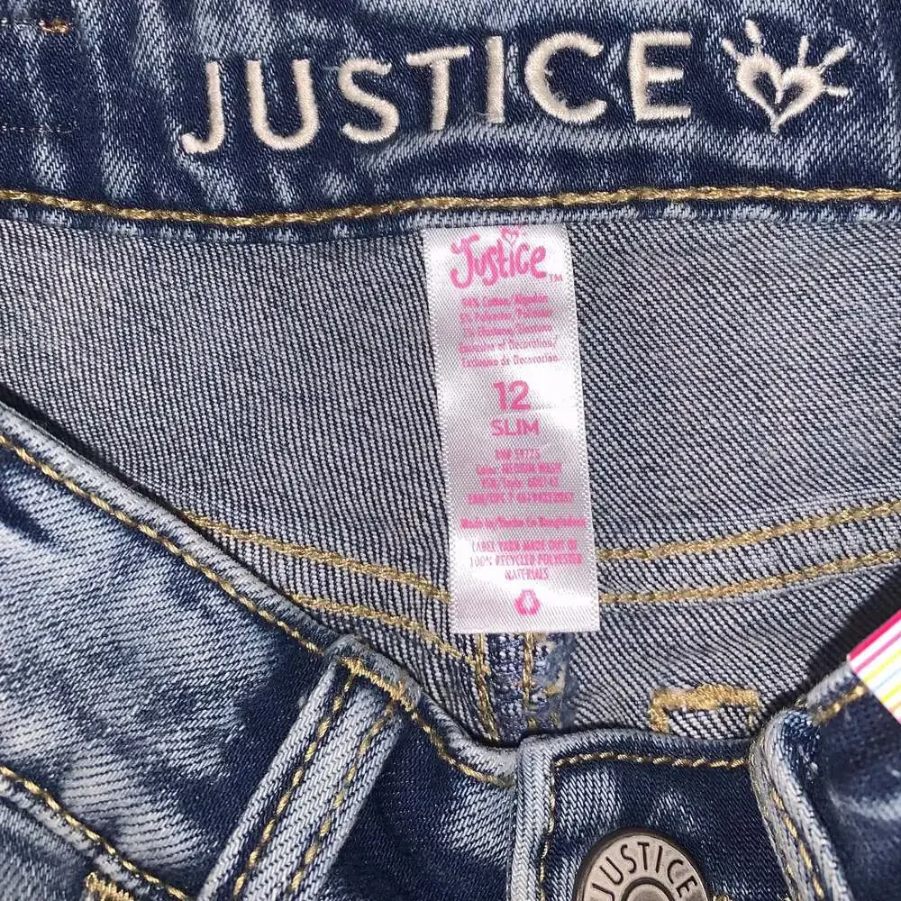 Justice Girls Mini Mom Denim Shorts Size‎ 12 Blue Jean Adjustable Waist NWT